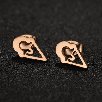 1 Pair Ig Style Simple Style Ice Cream Heart Shape Notes Asymmetrical Plating Stainless Steel Ear Studs