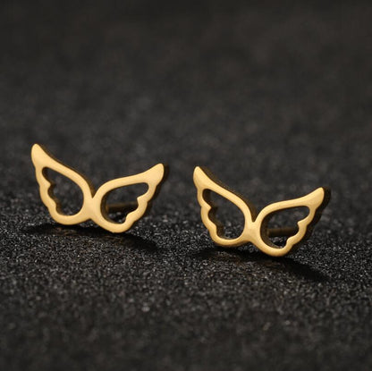 1 Pair Lady Heart Shape Butterfly Stainless Steel Irregular Plating Ear Studs