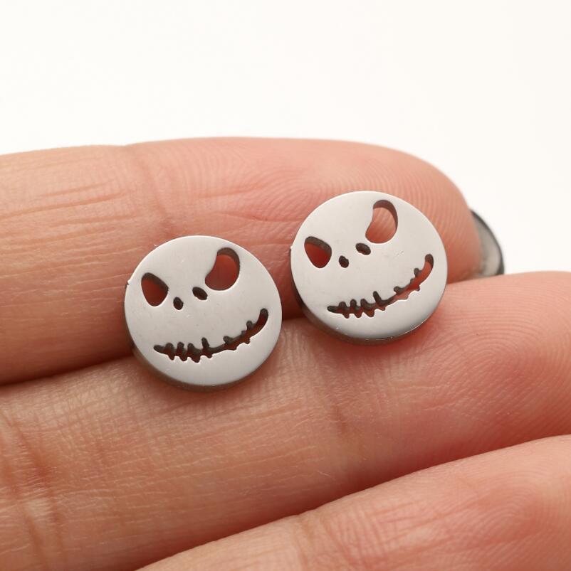 1 Pair Funny Simple Style Cool Style Smiley Face Plating Hollow Out Stainless Steel Ear Studs