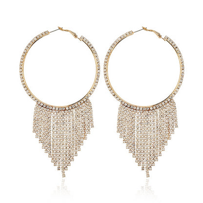 Vintage Style Round Tassel Alloy Inlay Rhinestones Zircon Women's Drop Earrings