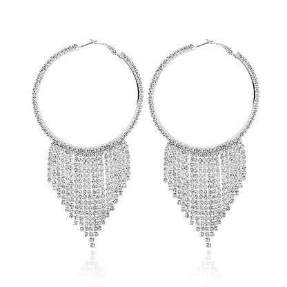 Vintage Style Round Tassel Alloy Inlay Rhinestones Zircon Women's Drop Earrings