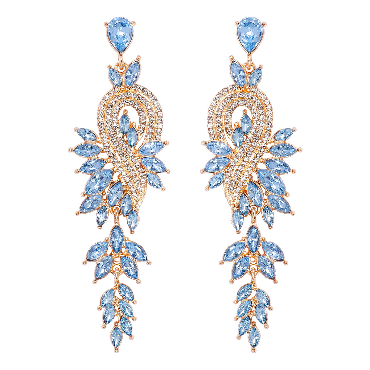 Glam Leaf Water Droplets Alloy Inlay Rhinestones Glass Stone Women's Drop Earrings