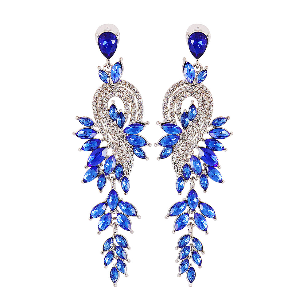 Glam Leaf Water Droplets Alloy Inlay Rhinestones Glass Stone Women's Drop Earrings