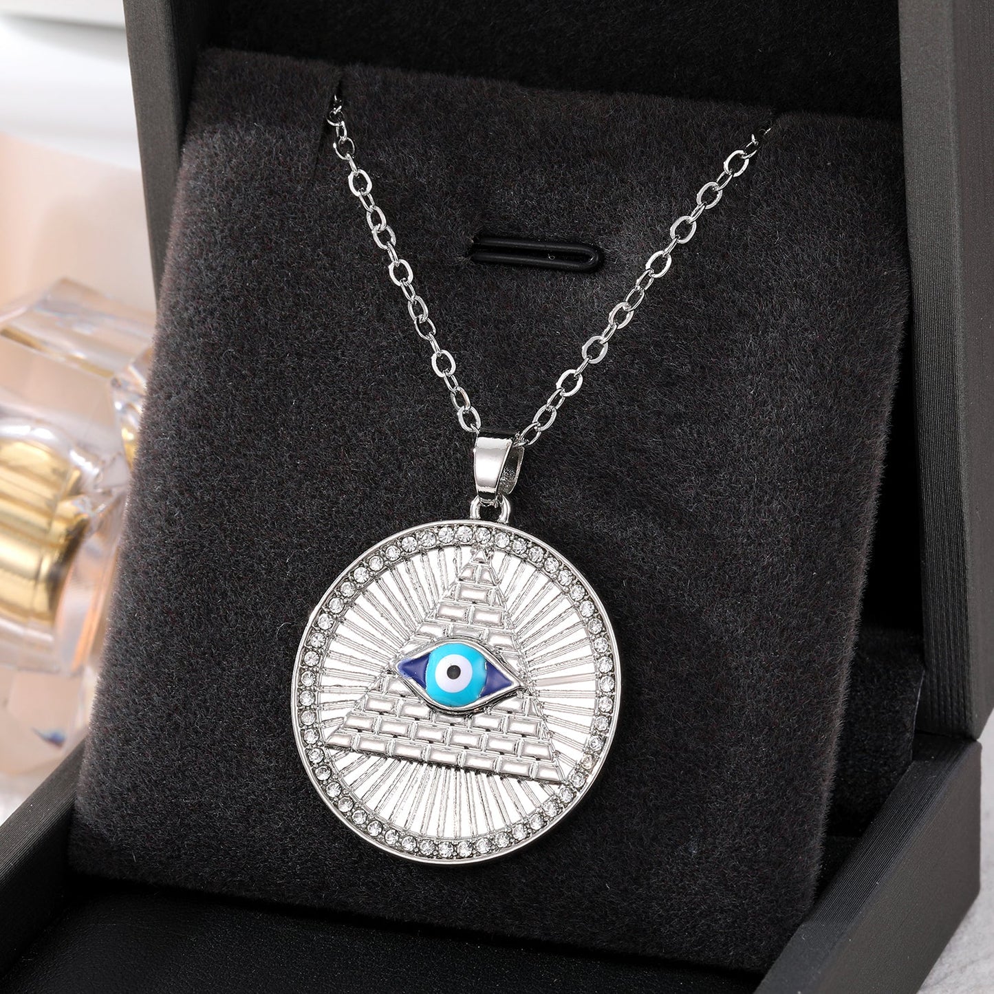 Ethnic Style Devil's Eye Alloy Inlay Rhinestones Women's Pendant Necklace