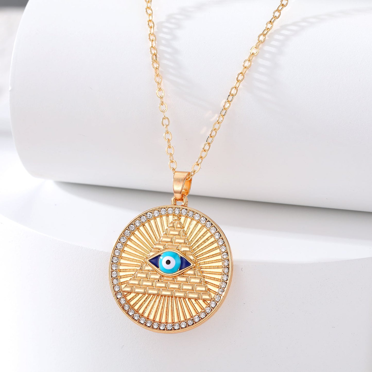 Ethnic Style Devil's Eye Alloy Inlay Rhinestones Women's Pendant Necklace