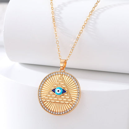 Ethnic Style Devil's Eye Alloy Inlay Rhinestones Women's Pendant Necklace