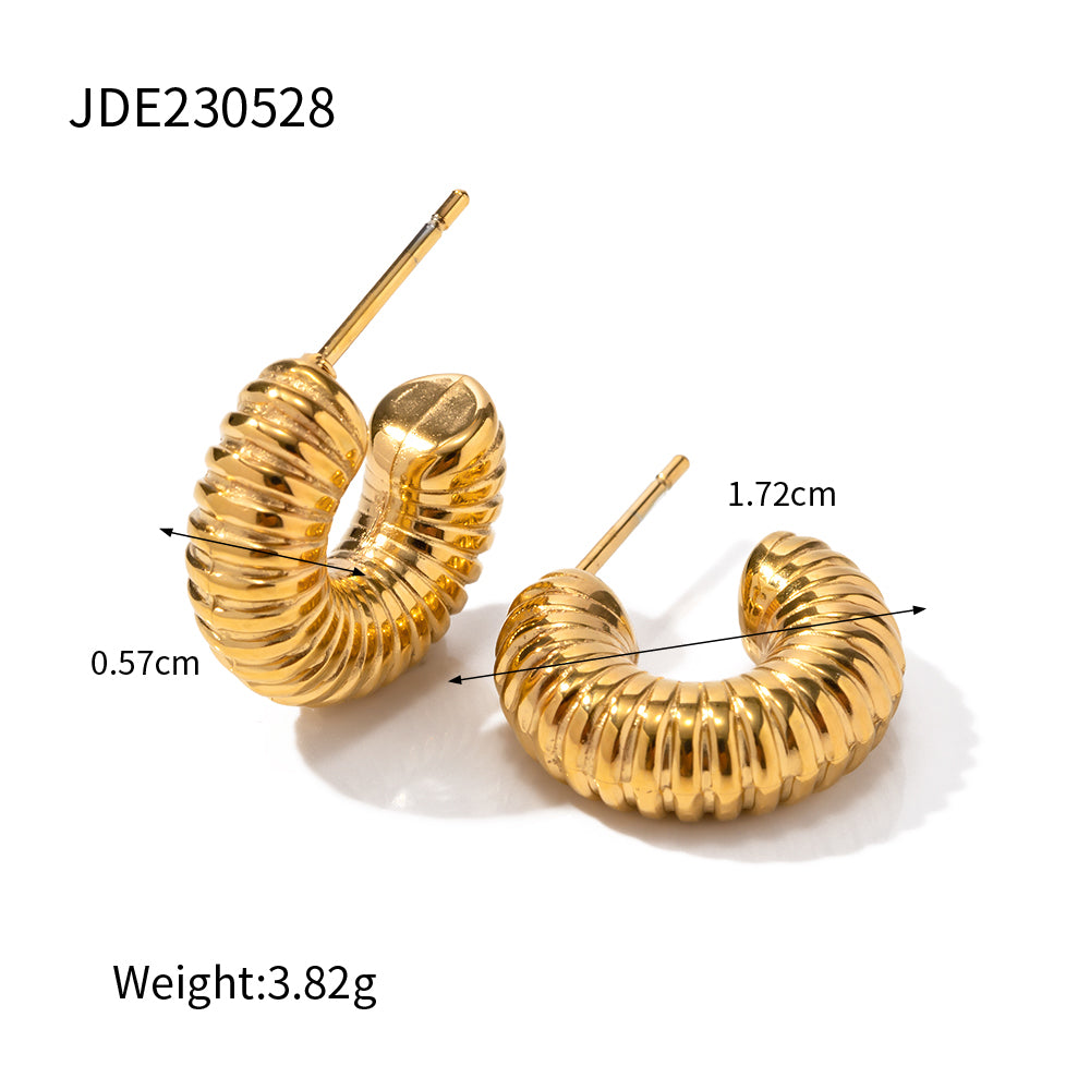 1 Pair Ig Style C Shape Plating Stainless Steel 18k Gold Plated Ear Studs