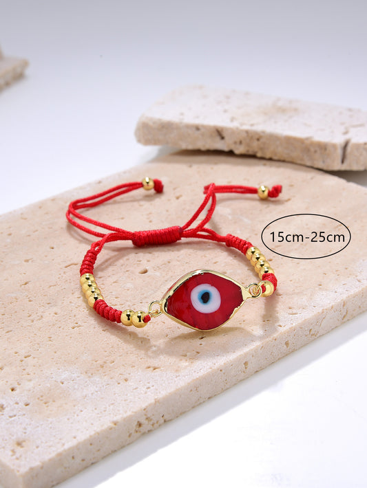 Classical Retro Simple Style Devil's Eye Oval Glass Patchwork Gold Plated Women's Bracelets