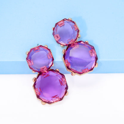 1 Pair Ig Style Round Inlay Alloy Resin Drop Earrings