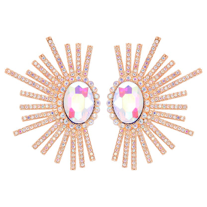 Shiny Geometric Alloy Inlay Rhinestones Glass Stone Women's Ear Studs