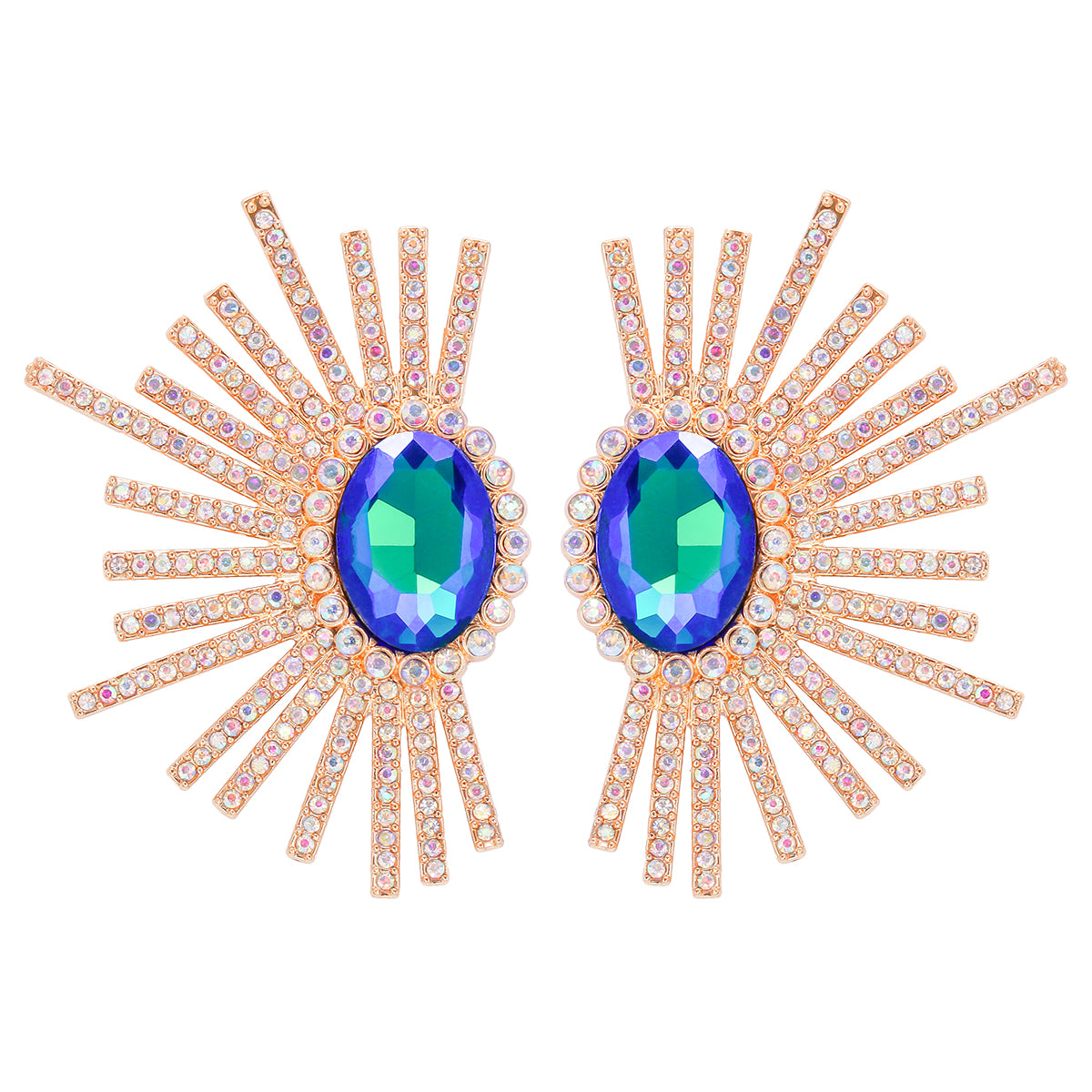 Shiny Geometric Alloy Inlay Rhinestones Glass Stone Women's Ear Studs