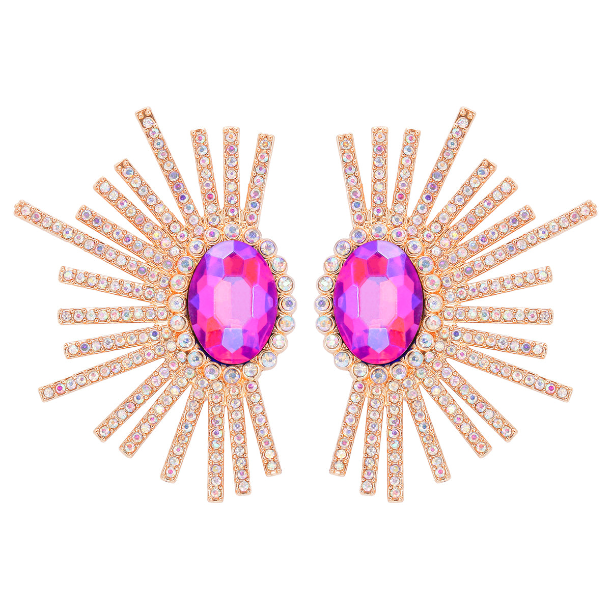 Shiny Geometric Alloy Inlay Rhinestones Glass Stone Women's Ear Studs