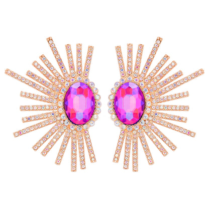 Shiny Geometric Alloy Inlay Rhinestones Glass Stone Women's Ear Studs