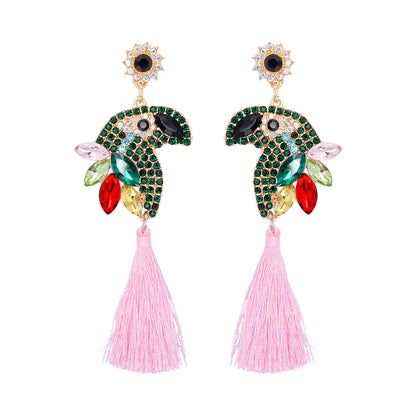 Ig Style Parrot Alloy Inlay Rhinestones Women's Drop Earrings