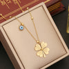 Ig Style Four Leaf Clover Eye Snowflake Stainless Steel Enamel Plating Necklace