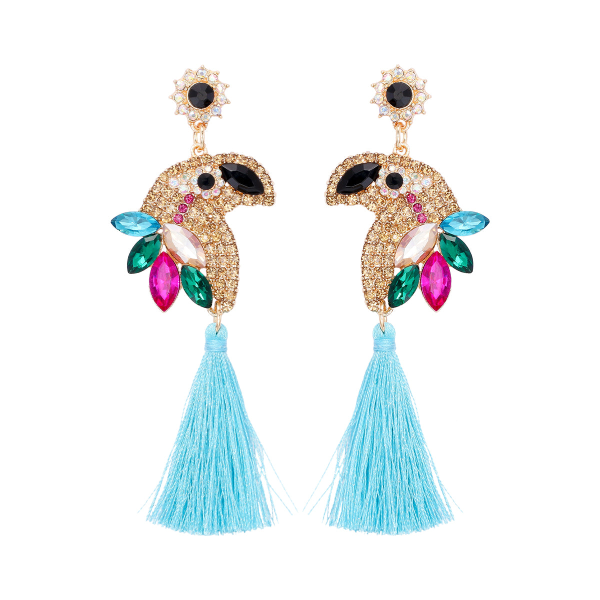 Ig Style Parrot Alloy Inlay Rhinestones Women's Drop Earrings