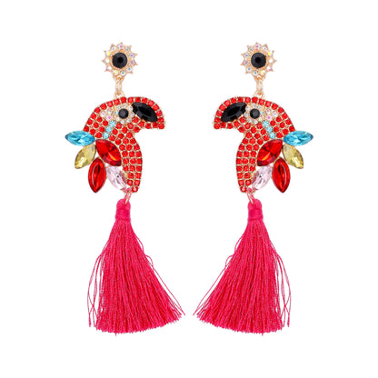 Ig Style Parrot Alloy Inlay Rhinestones Women's Drop Earrings