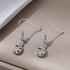 1 Pair Simple Style Moon Inlay Stainless Steel Zircon Drop Earrings