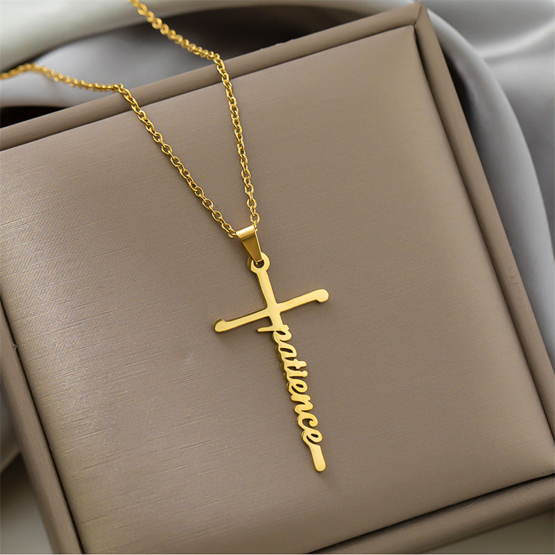 Simple Style Cross Letter Titanium Steel Plating Pendant Necklace