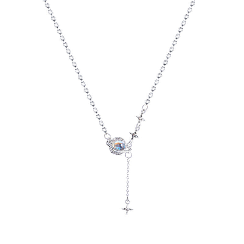 Simple Style Geometric Titanium Steel Irregular Plating Inlay Zircon Silver Plated Necklace