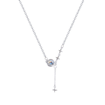 Simple Style Geometric Titanium Steel Irregular Plating Inlay Zircon Silver Plated Necklace