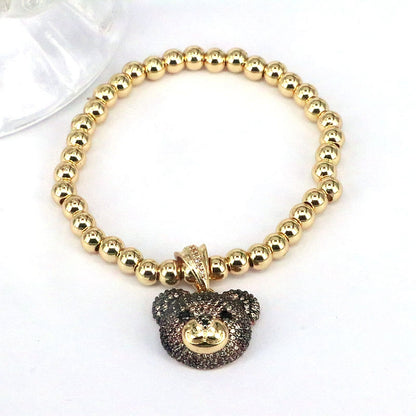 Elegant Hip-hop Simple Style Bear Copper Plating Inlay Zircon Gold Plated Bracelets