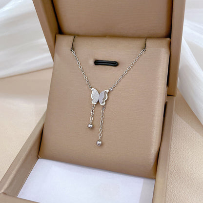 Casual Butterfly Titanium Steel Plating Gold Plated Pendant Necklace