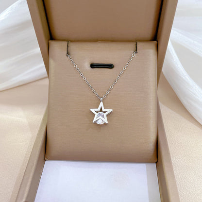 Modern Style Star Titanium Steel Plating Inlay Zircon Gold Plated Pendant Necklace