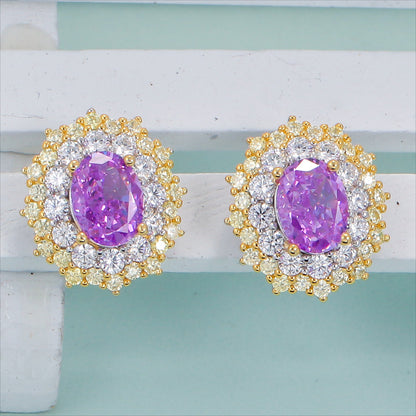 Glam Multicolor Zircon Sterling Silver Wholesale Rings Earrings Necklace