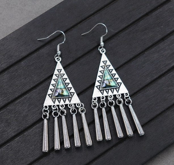 Retro Round Alloy Inlay Turquoise Women's Drop Earrings