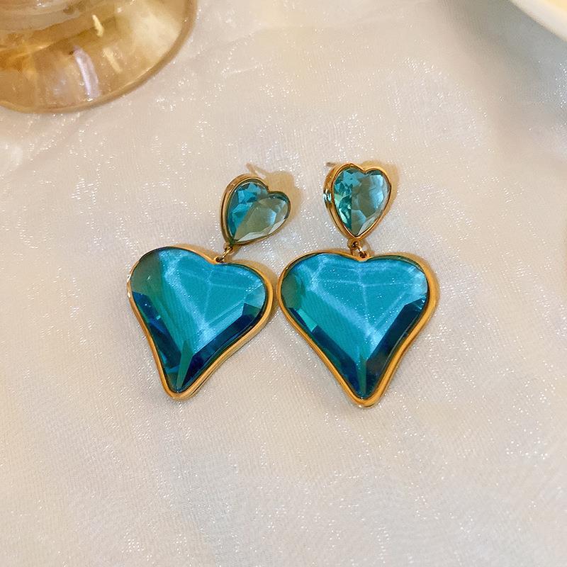 Retro Classic Style Heart Shape Alloy Plating Inlay Artificial Gemstones Women's Drop Earrings