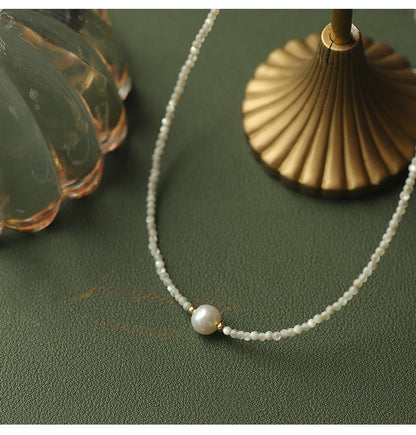 Simple Style Geometric Stainless Steel Freshwater Pearl Plating Necklace