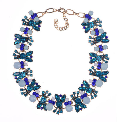 Glam Shiny Flower Alloy Inlay Artificial Crystal Women's Necklace