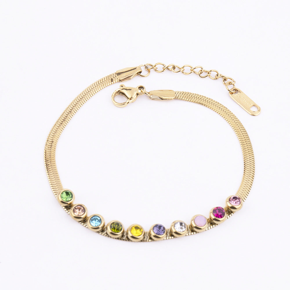 Simple Style Commute Geometric Titanium Steel Plating Inlay Zircon Bracelets