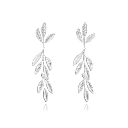 1 Pair Simple Style Leaves Plating Stainless Steel Gold Plated Drop Earrings