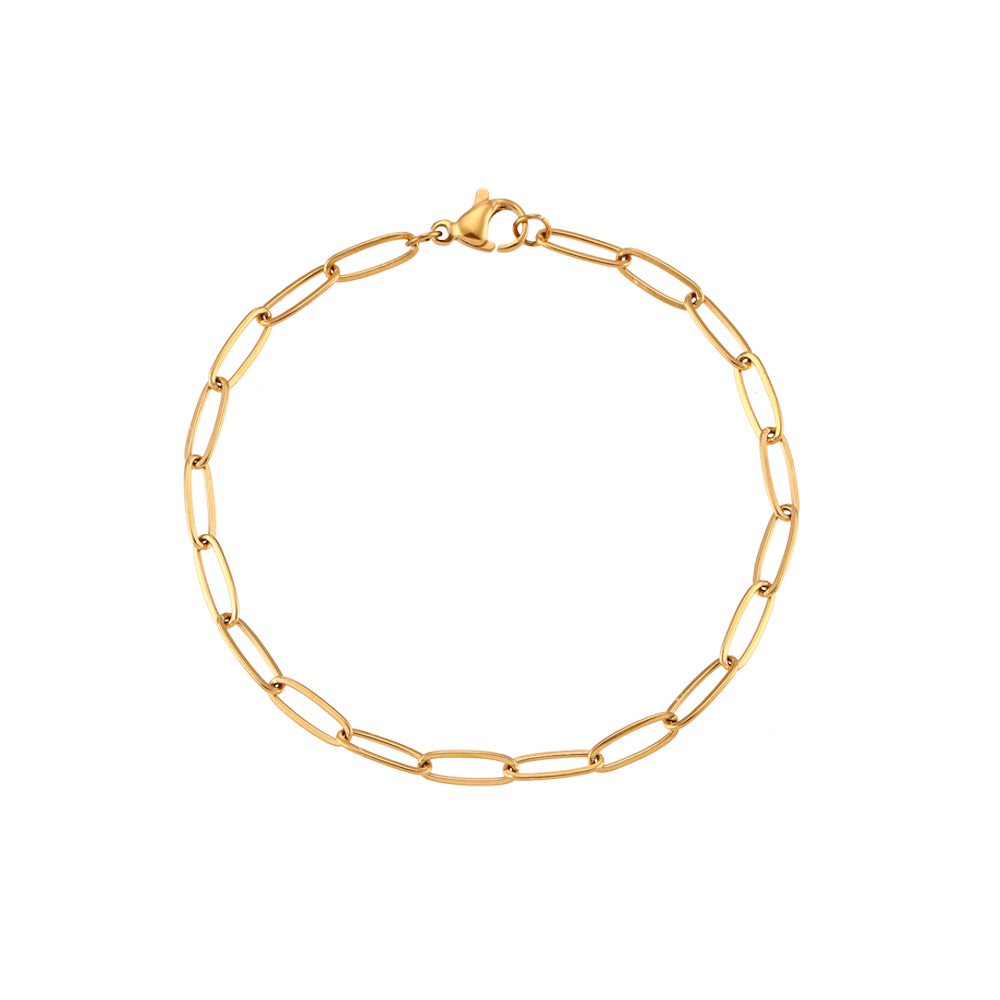 Wholesale Elegant Retro Solid Color Stainless Steel Plating 18k Gold Plated Bracelets Necklace