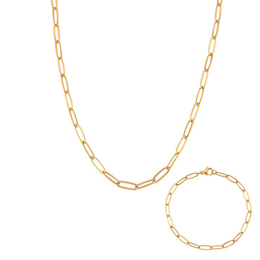 Wholesale Elegant Retro Solid Color Stainless Steel Plating 18k Gold Plated Bracelets Necklace