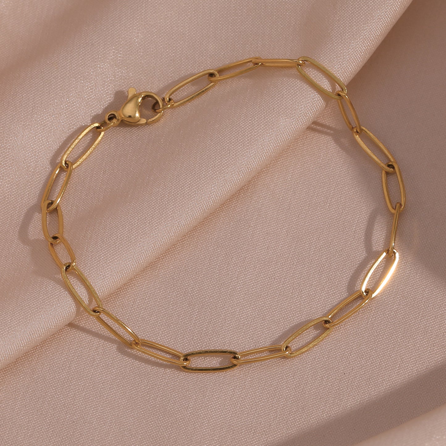 Wholesale Elegant Retro Solid Color Stainless Steel Plating 18k Gold Plated Bracelets Necklace