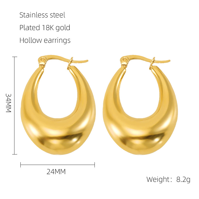 1 Pair Retro Solid Color Plating Stainless Steel 18k Gold Plated Earrings