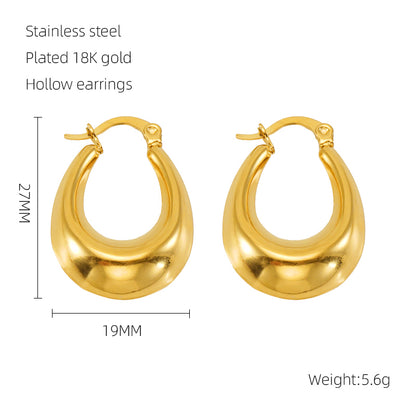 1 Pair Retro Solid Color Plating Stainless Steel 18k Gold Plated Earrings