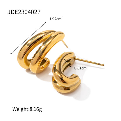 1 Pair Simple Style C Shape Plating Stainless Steel 18k Gold Plated Ear Studs