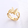 Simple Style Butterfly Stainless Steel Plating Inlay Rhinestones 24k Gold Plated Rings