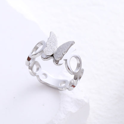 Simple Style Butterfly Stainless Steel Plating Inlay Rhinestones 24k Gold Plated Rings