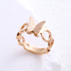 Simple Style Butterfly Stainless Steel Plating Inlay Rhinestones 24k Gold Plated Rings