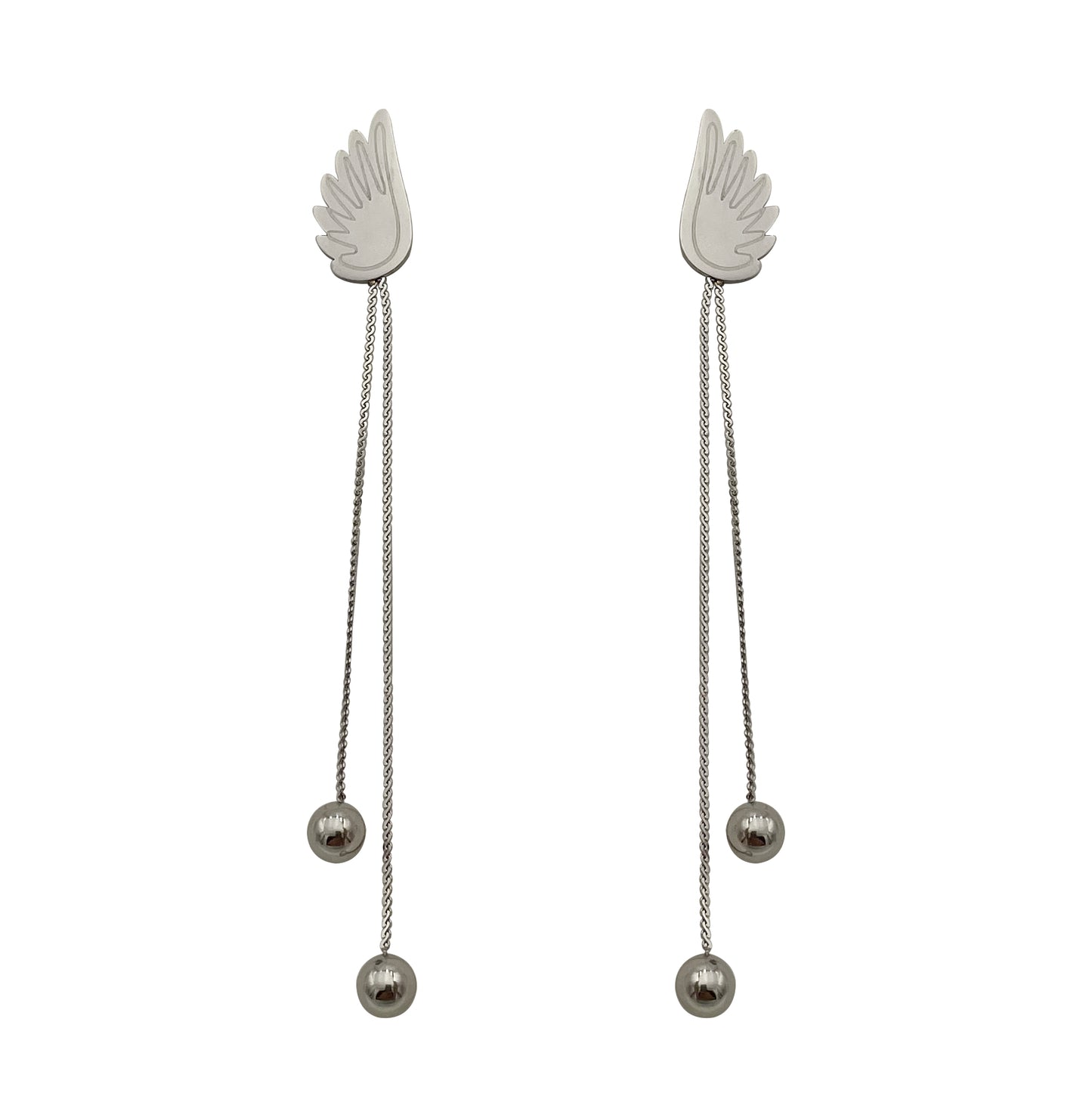 1 Pair Elegant Artistic Wings Polishing Stainless Steel Drop Earrings