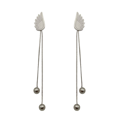 1 Pair Elegant Artistic Wings Polishing Stainless Steel Drop Earrings