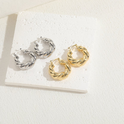 1 Pair Simple Style U Shape Plating Copper 14k Gold Plated Hoop Earrings
