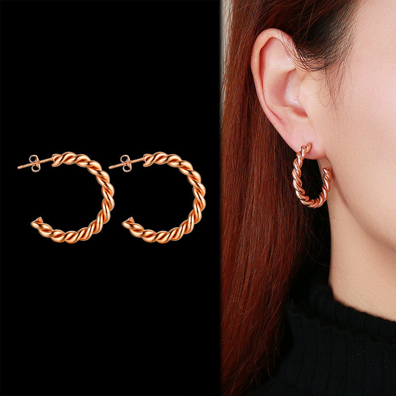 1 Pair Simple Style C Shape Plating Stainless Steel 18k Gold Plated Ear Studs