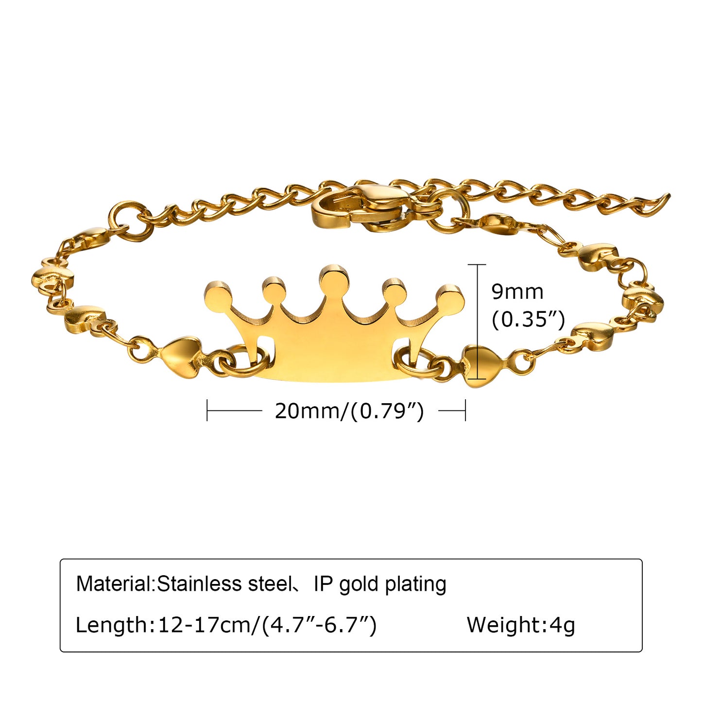 Cute Simple Style Crown 201 Stainless Steel Patchwork Girl'S Bracelets