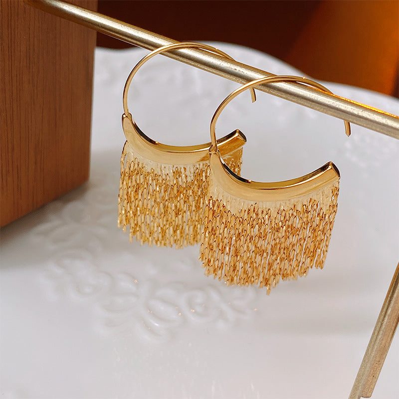 1 Pair Lady Streetwear Geometric Copper Tassel Drop Earrings